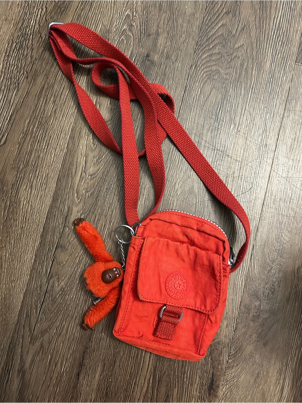 Kipling Orange Crossbody Mini Bag with Monkey Charm